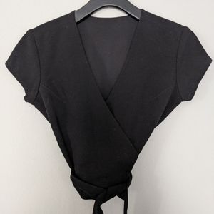 Staud black cropped wrap top